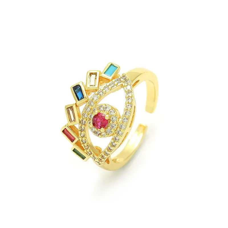 Forgyldt Evil Eye Ring Justerbar