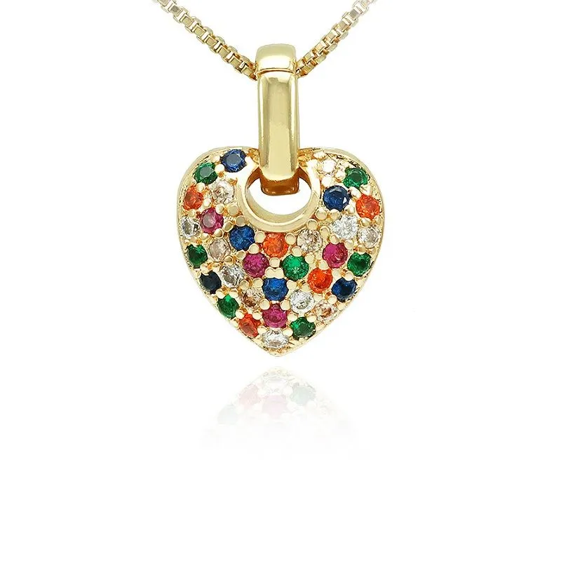 Mix Color Zircon Heart Pendant