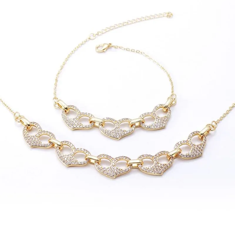 Halskæde Armbånd Hjerte Smykkesæt