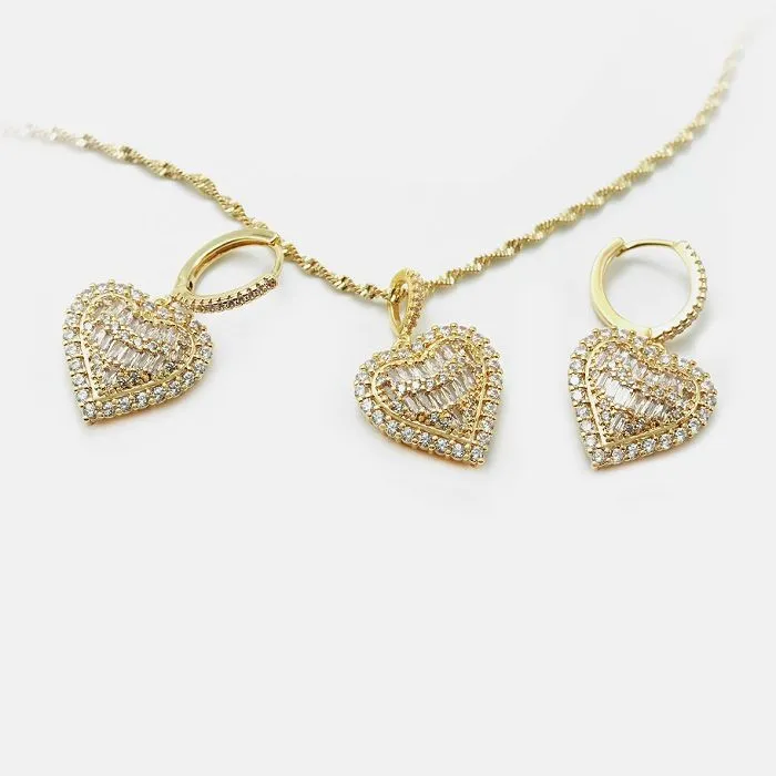 Rektangel Cz Dangle Heart Ørering