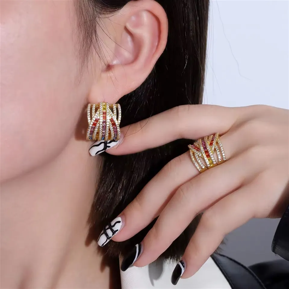 Zirkon ring øreringe sæt